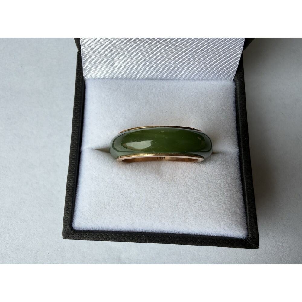 14k Solid Yellow Gold Eternity Jade Band New Never Worn